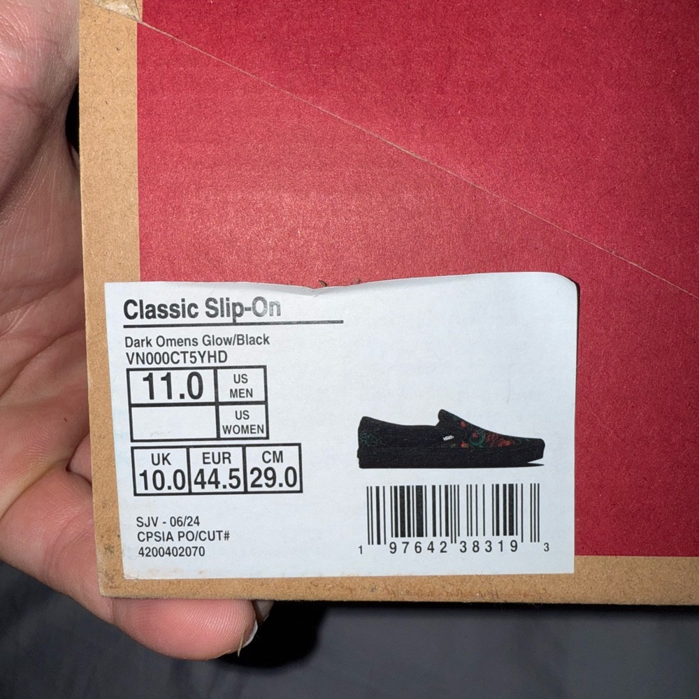 Vans Black Slip-On Shoes Evil Omens Glow In The Dark - Picture 2 of 3